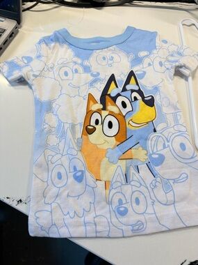 Lucy Blue & Orange Bluey Graphic Short Sleeve Tee